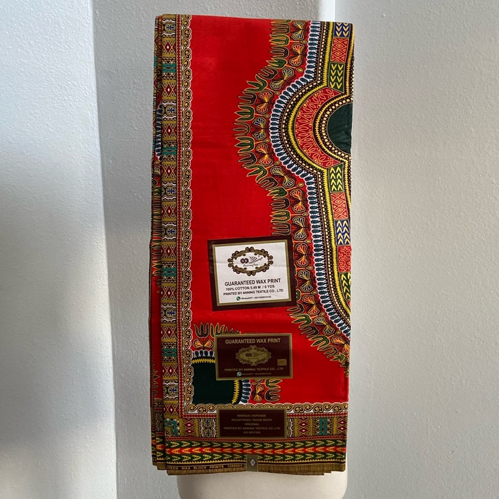 African‎ Print Dashiki Textile 100% Waxed Cotton 6 Yards NEW